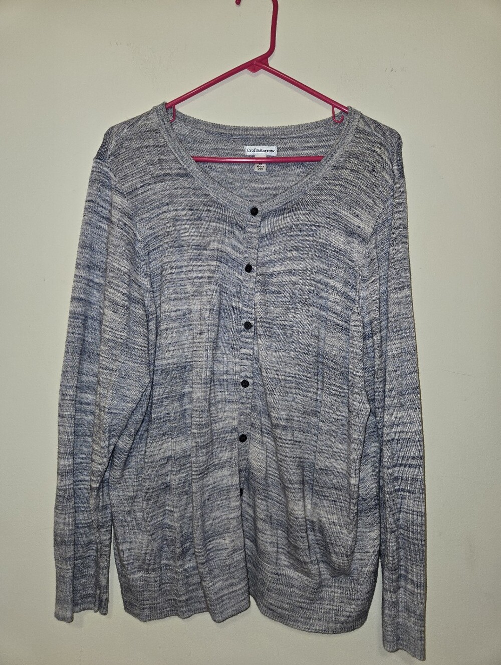 Croft & Barrow blue and white marled Cardigan, Size 1X